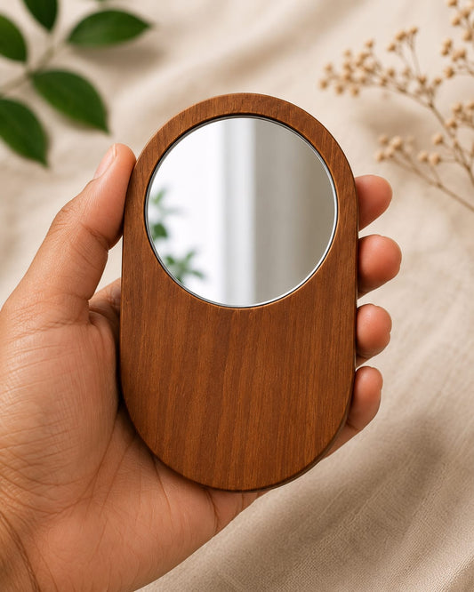 Premium Natural Wooden Hand Mirror