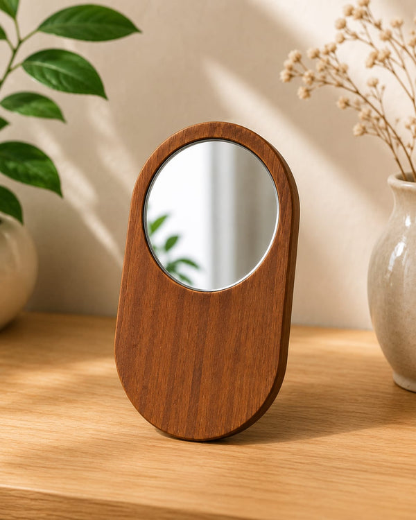 Premium Natural Wooden Hand Mirror